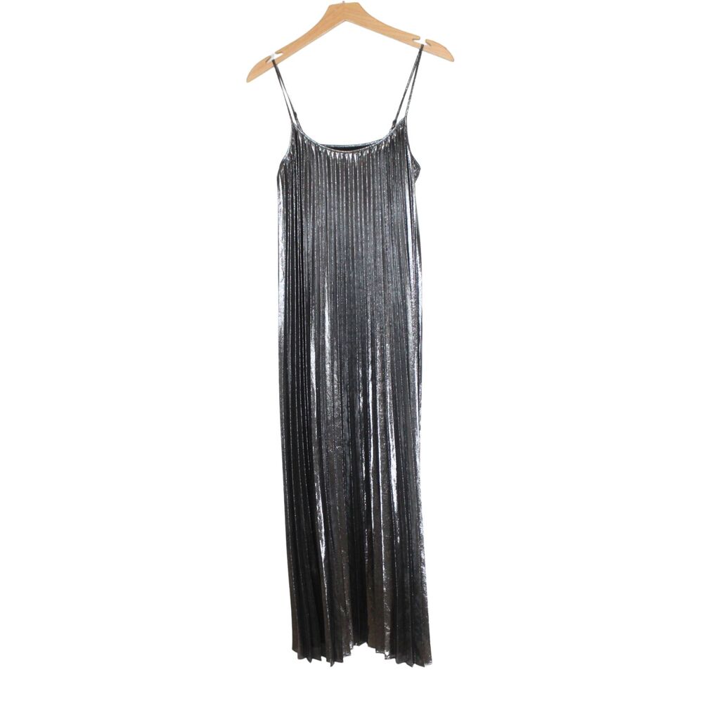 Banana Republic women's maxi dress size 0P metallic accordion pleat evening